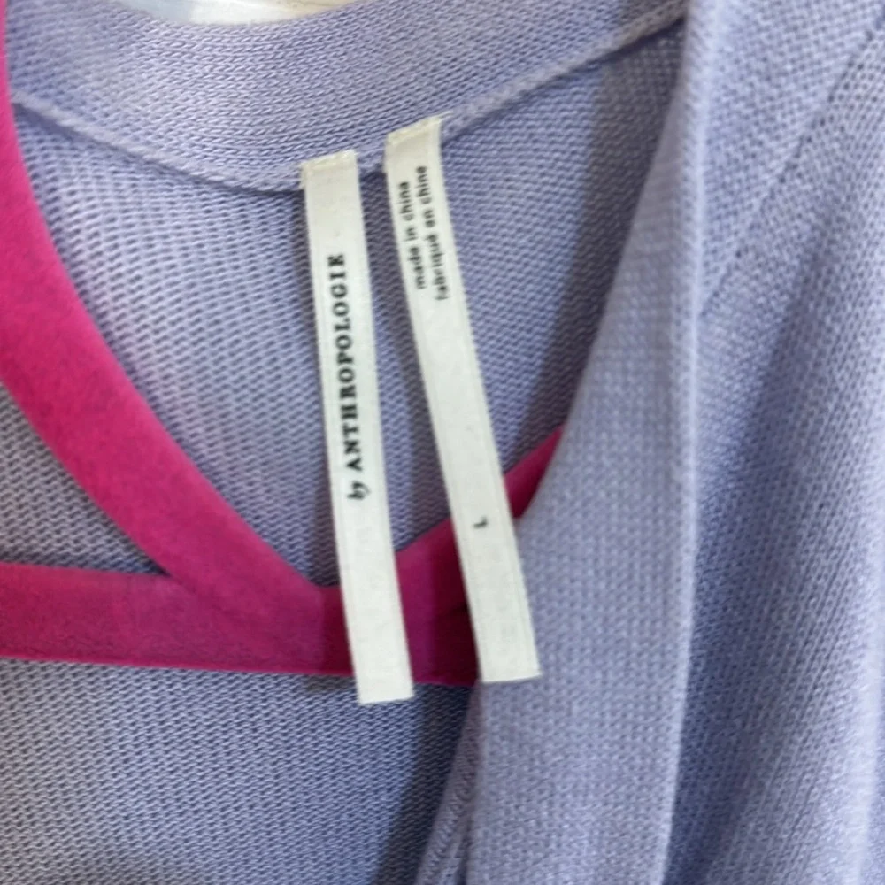 Anthropologie Rambuteau Surplice Lavender Purple Wrap Sweater Top Size large - Picture 3 of 4